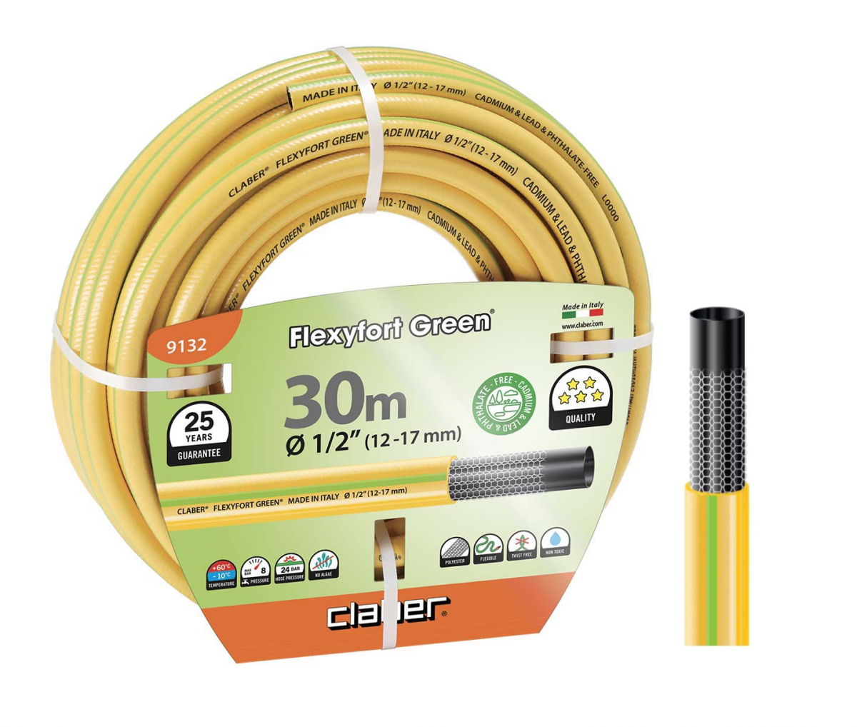 Шланг поливальний Claber 9132 Flexyfort Green 1/2 - 30 м (81167)
