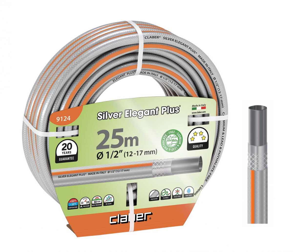 Шланг поливальний Claber 9124 Silver Elegant Plus 1/2 - 25 м (92649)