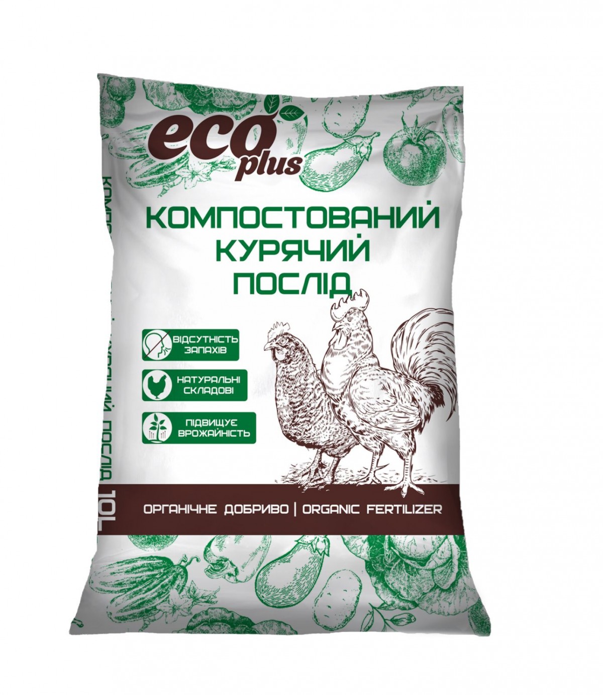 Компостированный куриный помет Eco plus, 10 л, Peatfield (Питфилд)