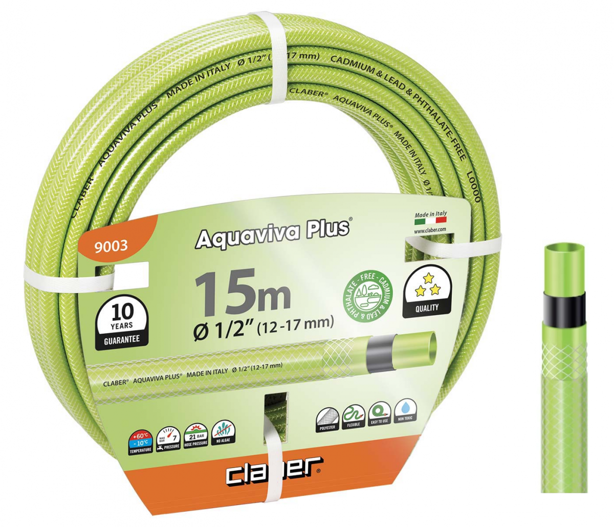 Шланг поливальний Claber 9003 Aquaviva Plus 1/2- 15 м (81868)