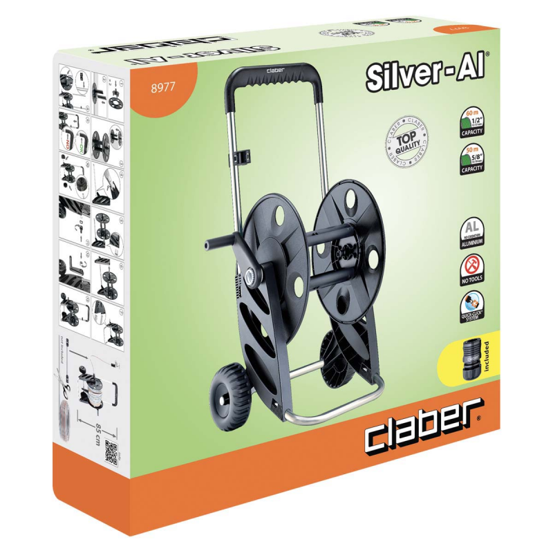 Візок для поливального шланга Claber 8977 Silver-Al 1/2 -60 м, 5/8-50 м (81867) 3