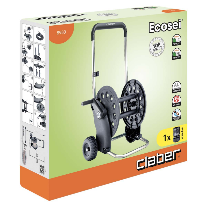 Візок для поливального шланга Claber 8980 ECOSEI 1/2-60 м / 3/4-30 м (79769) 3