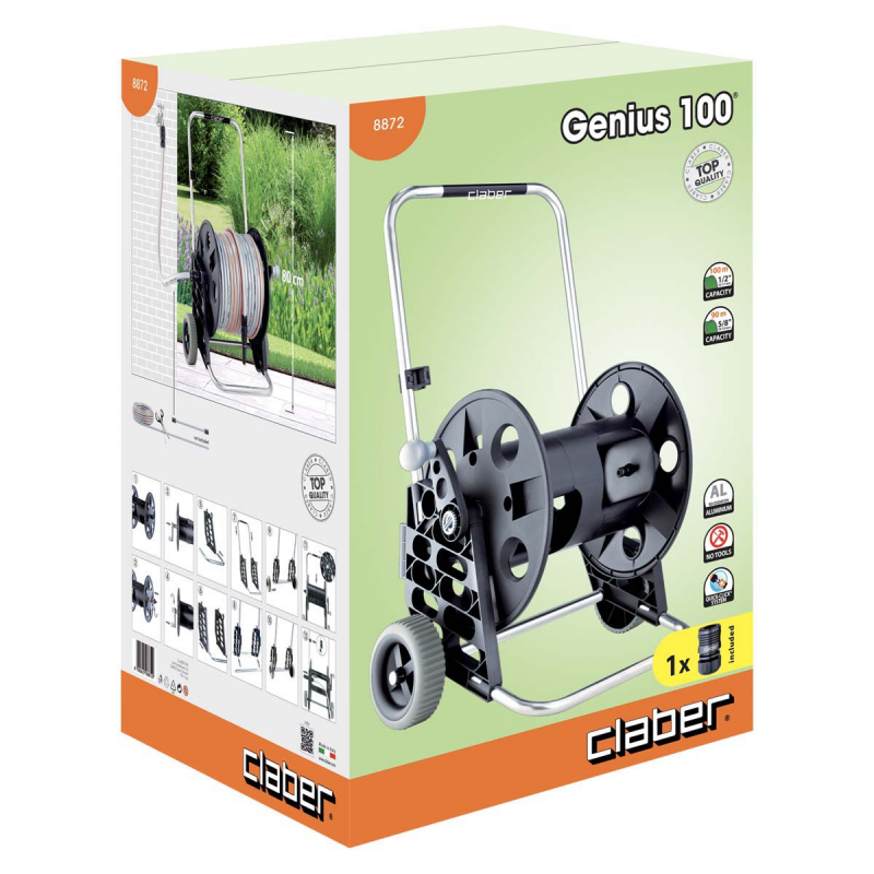 Візок для шланга Claber 8872 Genius 100 1 / 2-100 м, 3 / 4-60 м (79762) 4