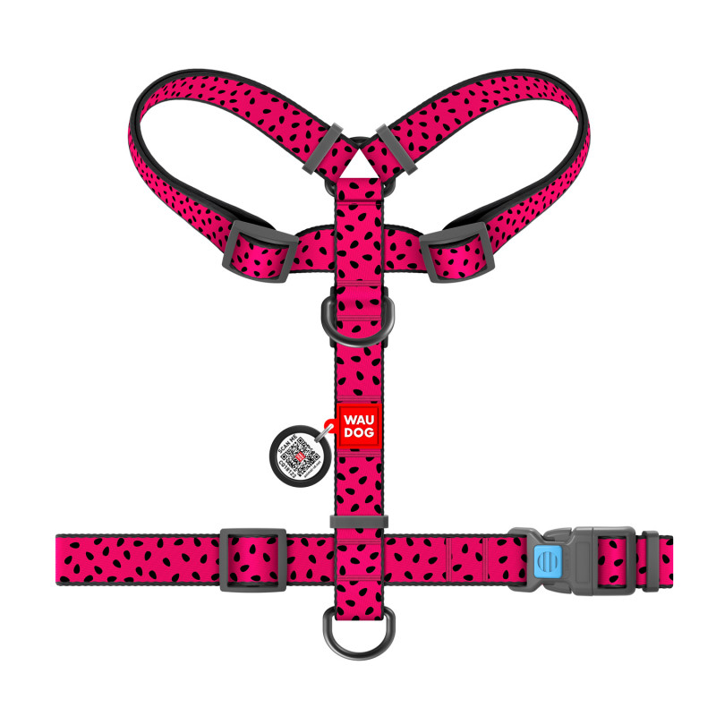 Шлея для собак анатомічна WAUDOG Nylon c QR паспортом, малюнок Кавун, 15 мм / 40-55 см, Collar (5038) 2