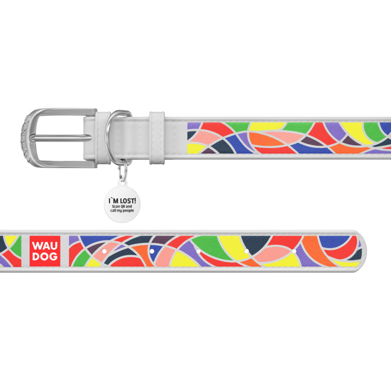 366015 Нашийник WAUDOG з малюнком Вітраж (ширина 12 мм, довжина 19-25 см) білий 4
