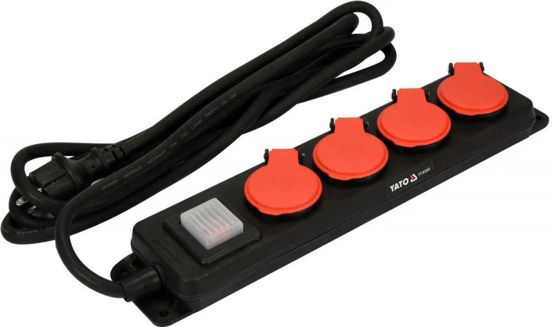 Подовжувач YATO із заземленням на 4 розетки, 3м (YT-81241) 1