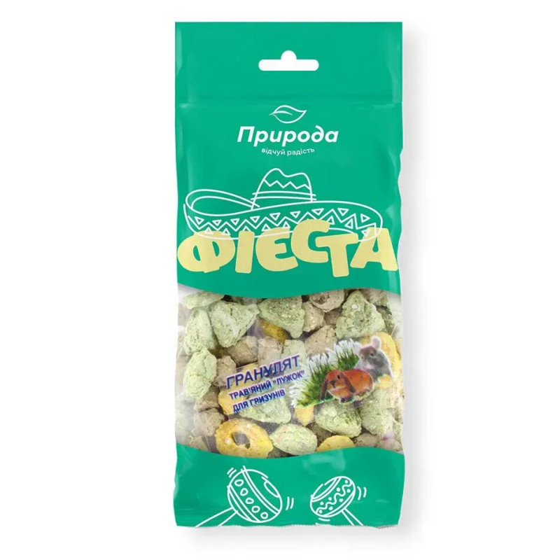 Корм для грызунов Природа Фиеста, гранулят травяной лужок, 100 г 1
