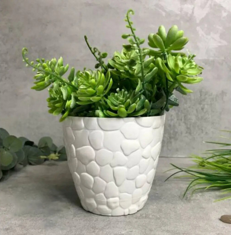 Горшок для цветов Elif Камни 0,75л белый, 441-0 2