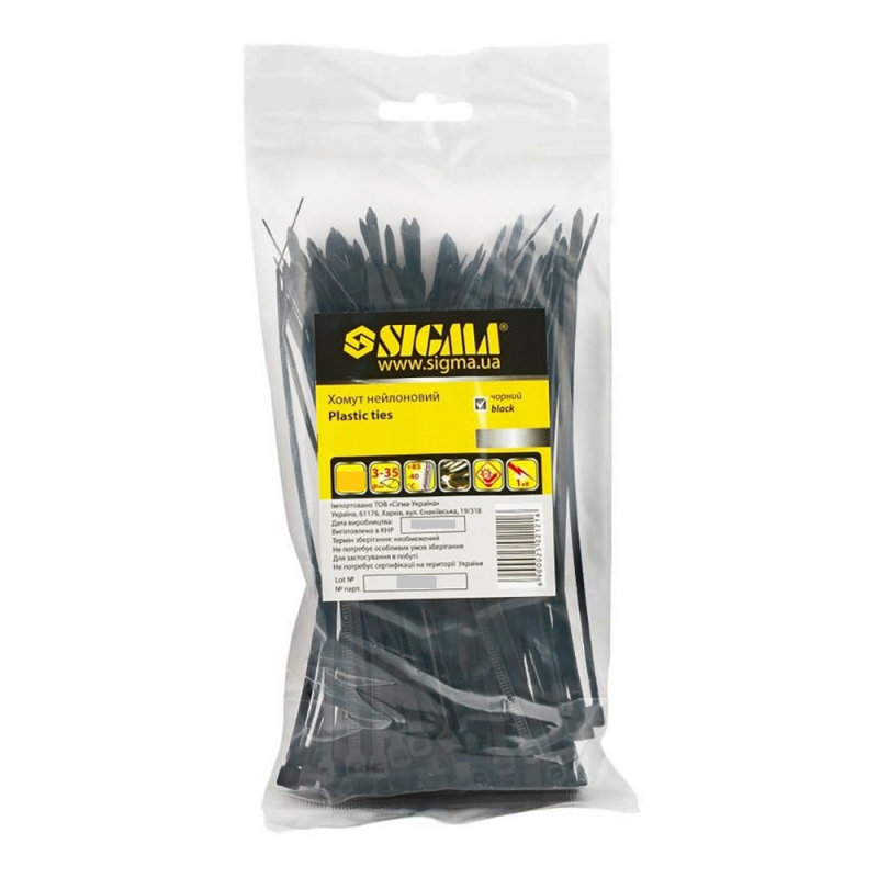 Хомут нейлон 4,8*350мм 50 шт (черный) Sigma (2502261) 1
