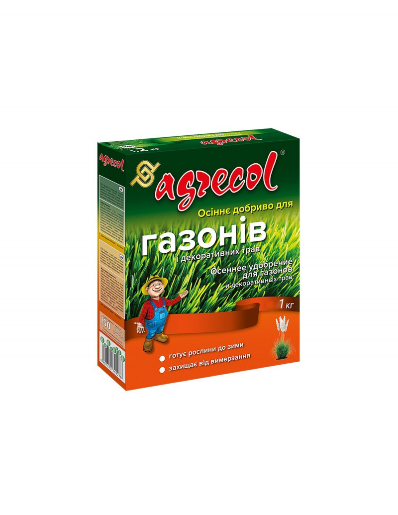 Комплексне мінеральне добриво Agrecol для газонів, Осінь NPK 0.8.30, 1 кг (30255)