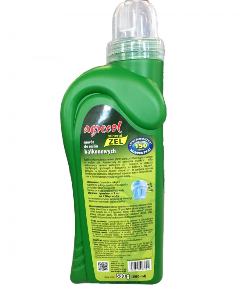 Комплексне мінеральне добриво Agrecol для балконних рослин NPK 6.4.8, 500 мл (570) 2