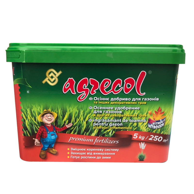 Комплексне мінеральне добриво Agrecol для газонів NPK 0.8.30, Осінь, 5 кг (30238) 1