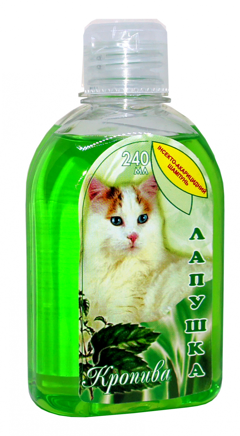Шампунь інсектоакарицидний Лапушка Кропива, для котів, живлення вовни, 240 мл 1