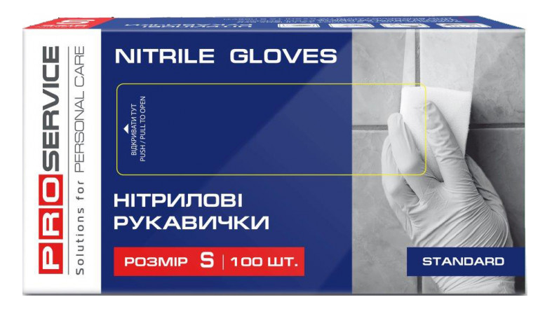 Перчатки нитриловые Standart, синие, S 100шт/уп, PRO service, 17402520 2
