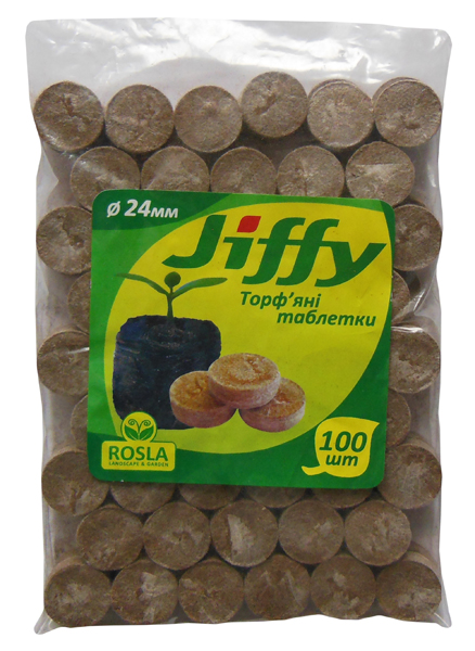 Торф'яна таблетка Jiffy (Джиффи), 100шт, 24мм, TM ROSLA (Росла) 2