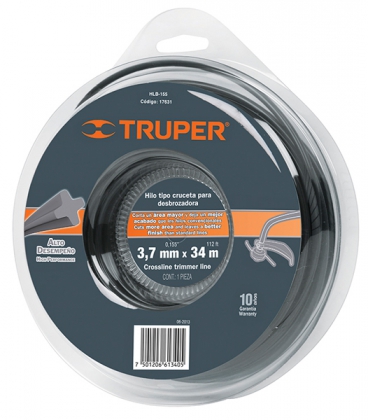 Струна для тріммера 3.7 мм. 34м кругла, Truper, HLB-155
