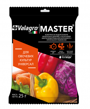 Комплексне мінеральне універсальне добриво для овочевих культур Master (Майстер), 25г, NPK 18.18.18, Valagro