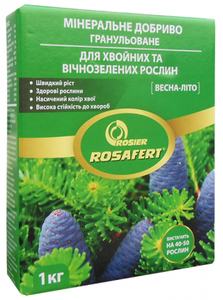 Комплексне мінеральне добриво Росаферт для хвойних і вічнозелених рослин (весна-літо) NPK: 12.12.17, 1кг 