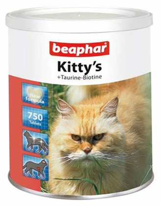Лакомство для кошек Beaphar Kitty's + Taurine-Biotine, 750табл.