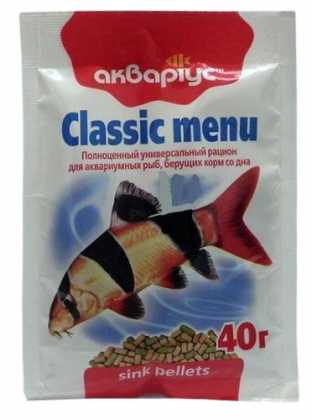 Корм для рыб Аквариус Классик меню донный, 40г