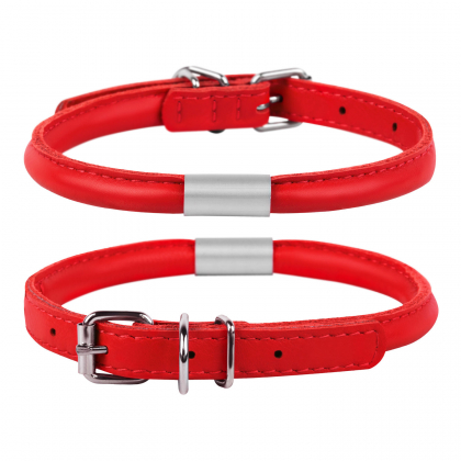 34733 Нашійнік CoLLaR GLAMOUR круглий з адресніком (діаметр 6мм, довжина 17-20 см) червоний