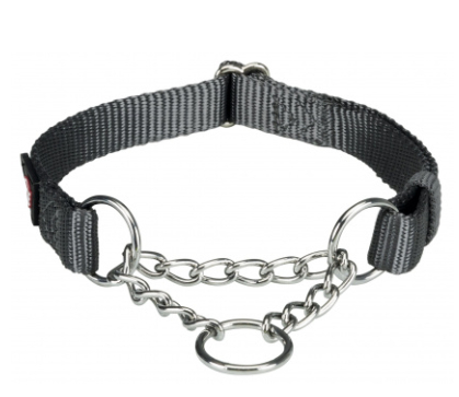Нашийник Premium з металевої ланцюжком ML 35-50 см / 20 мм графітовий