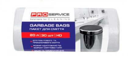 Пакеты для мусора, полиэтиленовый белый, 20л./30шт., PRO service, 16112500