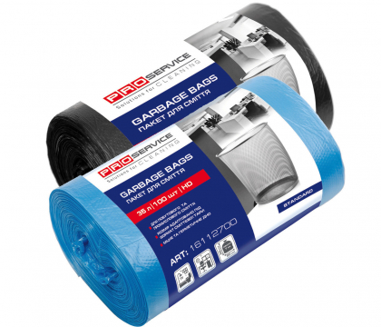 Пакети для сміття поліетиленові, чорні, 35л / 100шт, PRO service, 16112700