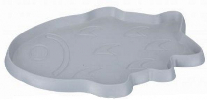 24574 Коврик под миски Рыбка, резина, 35*22 см, серый