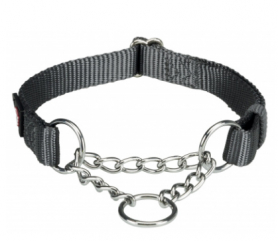 Нашийник Premium з металевої ланцюжком ML 35-50 см / 20 мм графітовий