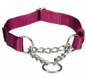 Нашийник Premium з металевої ланцюжком ML 35-50 см / 20 мм яскраво-рожевий