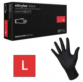 Перчатки нитриловые NITRYLEX , черные, 100шт, размер L, 00201 1