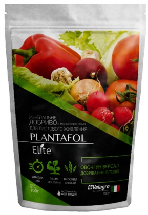 Комплексне мінеральне універсальне добриво для овочевих, дозрівання плодів, Plantafol Elite (Плантафол Еліт), 100г, NPK 5.15.45, Valagro