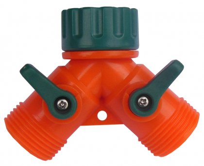 Двійник Y з кранами, 1/2 ", FLO, 89274