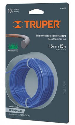 Волосінь для тріммера, кругла, 1.6ммх15м, Truper, HTA-65B