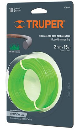 Волосінь для тріммера, кругла, 2ммх15м, Truper, HTA-80B