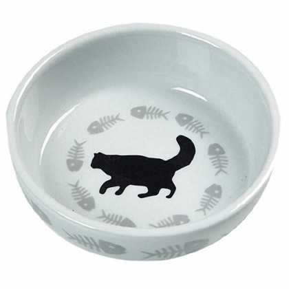 Flamingo Cats Single ФЛАМІНГО КЕТС СИНГЛ миска для кішок, з малюнком кота, кераміка, біла
