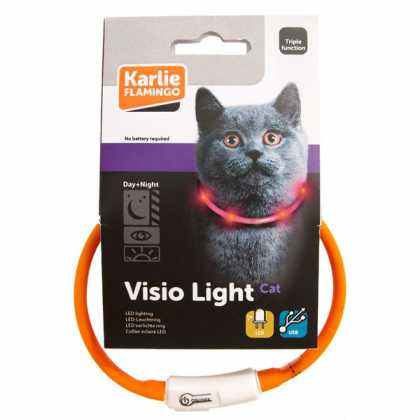 Flamingo Visio Light Led ФЛАМІНГО світиться нашийник для котів, помаранчевий, 35см