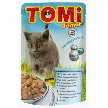 939829  Влажный корм для котят TOMi, консервы, птица, пауч, 0.1кг