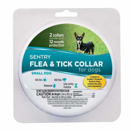 SENTRY Flea&Tick Small СЕНТРИ нашийник від бліх та кліщів для собак малих порід, 6 місяців захисту, 36 см, 2 шт