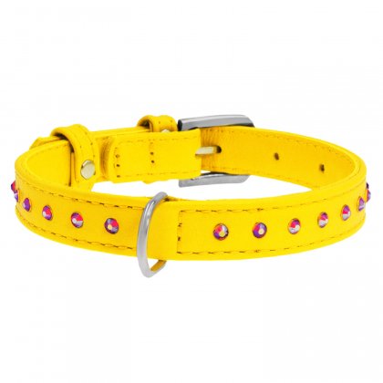 32788 Нашійнік CoLLaR GLAMOUR з клейовий стразами (шір.20мм, довж.30-39см) жовтий