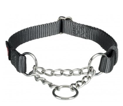 Нашийник Premium з металевої ланцюжком SM 30-40 см / 15 мм графітовий