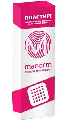 Пластир першої медичної допомоги манорм, на тканій основі, 19х72мм, 10шт