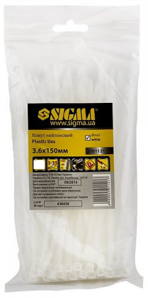 Хомут нейлоновий, чорний, 4,8х400мм, 50шт, TM Sigma