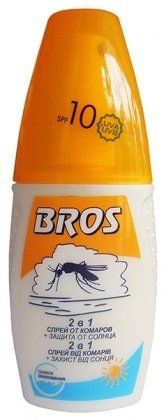 Спрей від комарів 2в1+захист від сонця 10+, 50мл, BROS