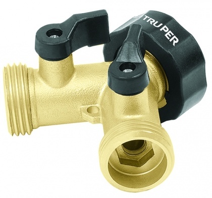 Двойник Y с кранами, латунь, 3/4, Truper, AD-2X