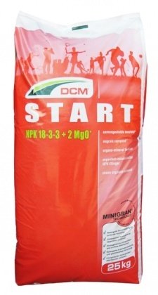 Органо-мінеральне добриво для газону DCM Start, 25кг, 18.3.3+ME, Весна, 3 міс.