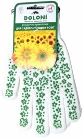 Перчатки женские с ПВХ (зеленый рисунок), 620