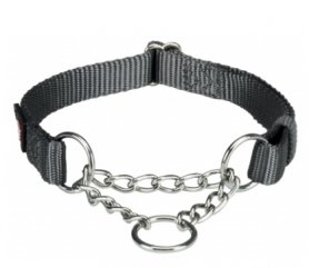 Нашийник Premium з металевої ланцюжком ML 35-50 см / 20 мм графітовий